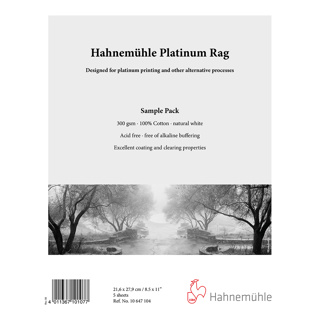 Hahnemuhle Platinum Rag 8.5 x 11” (21.6 x 27.9cm) 5 Sheets