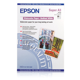 Epson Watercolour Radiant White Paper 190gsm A3+ (20 Sheets)