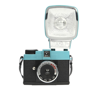 Lomography Diana Mini Camera And Flash (Black/Blue) 35mm Film Format