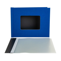 6x8 Dark Blue Linen Staple Photobook Covers Landscape With Window (10) 